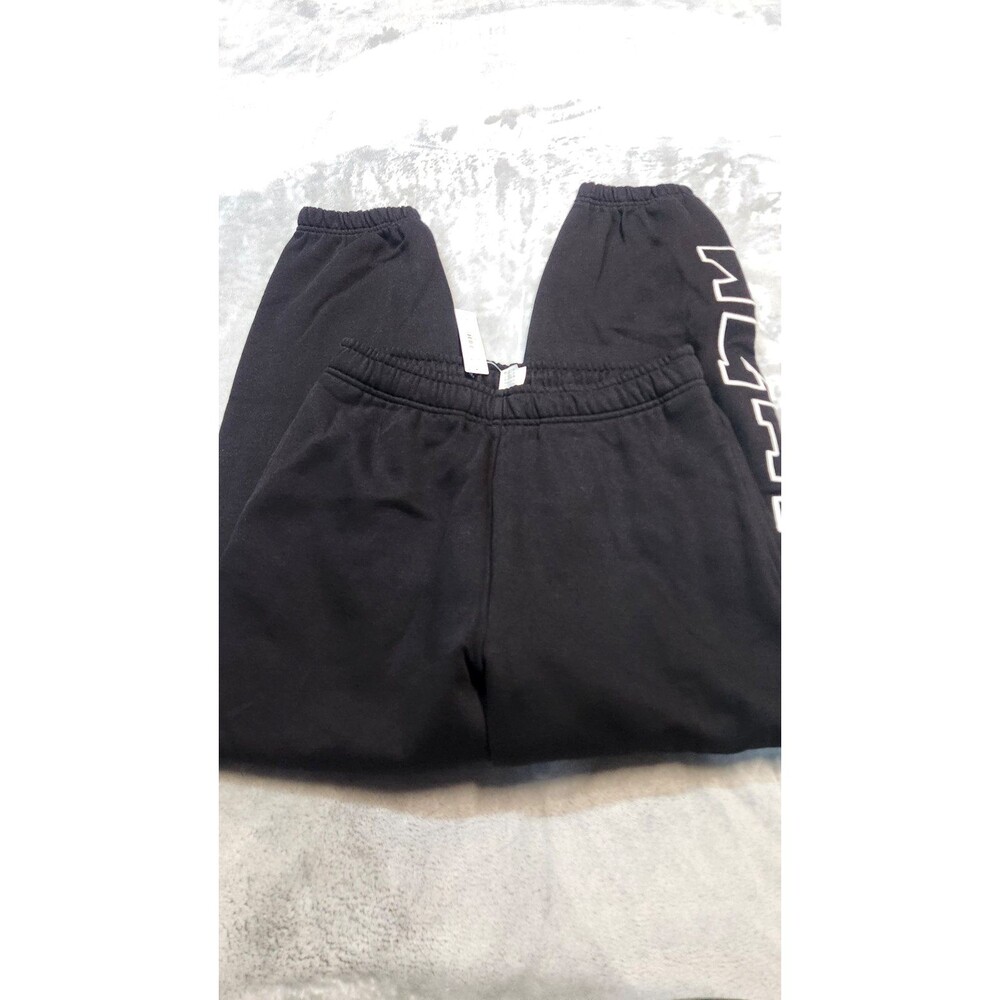 Victoria's Secret Women's Small Pure Black Ivy Fleece Campus Sweatpants‎ NWT